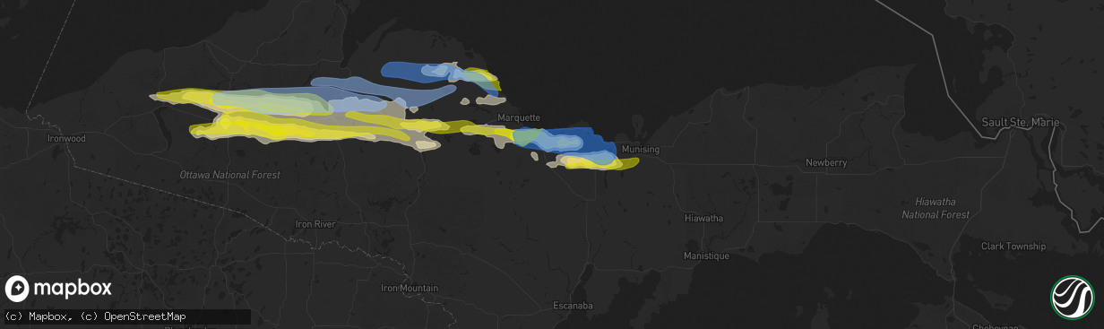 Hail map in Skandia, MI on June 30, 2022