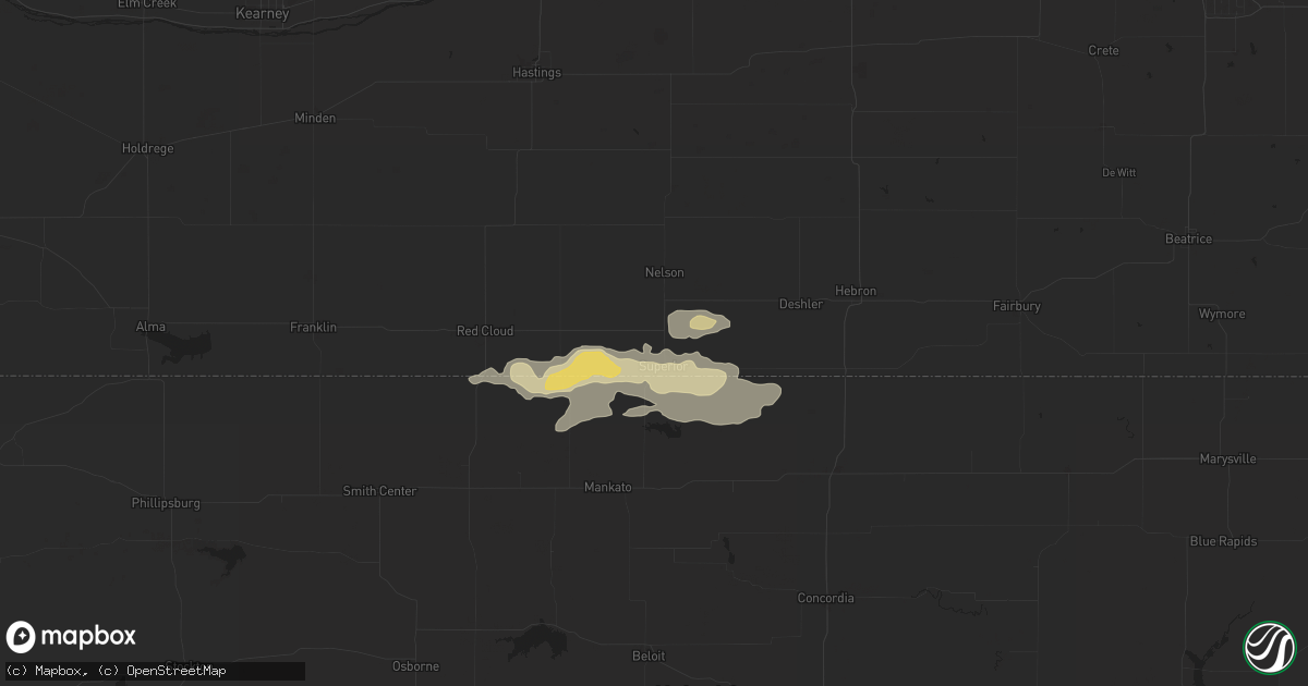 Hail map in Superior, NE on June 30, 2022