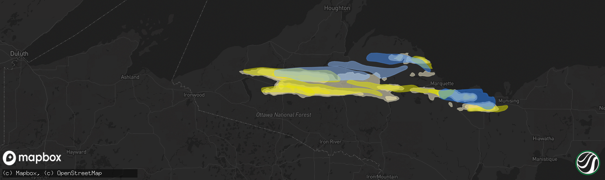 Hail map in Trout Creek, MI on June 30, 2022