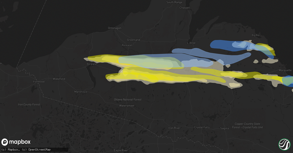 Hail map in Trout Creek, MI on June 30, 2022