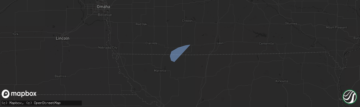 Hail map in Bedford, IA on June 30, 2023