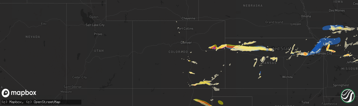 Hail map in Colorado on June 30, 2023