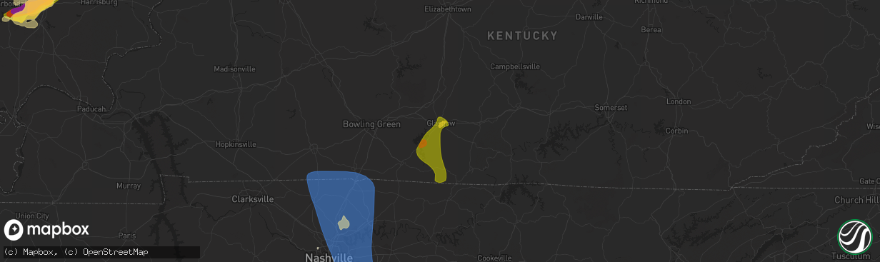 Hail map in Glasgow, KY on June 30, 2023