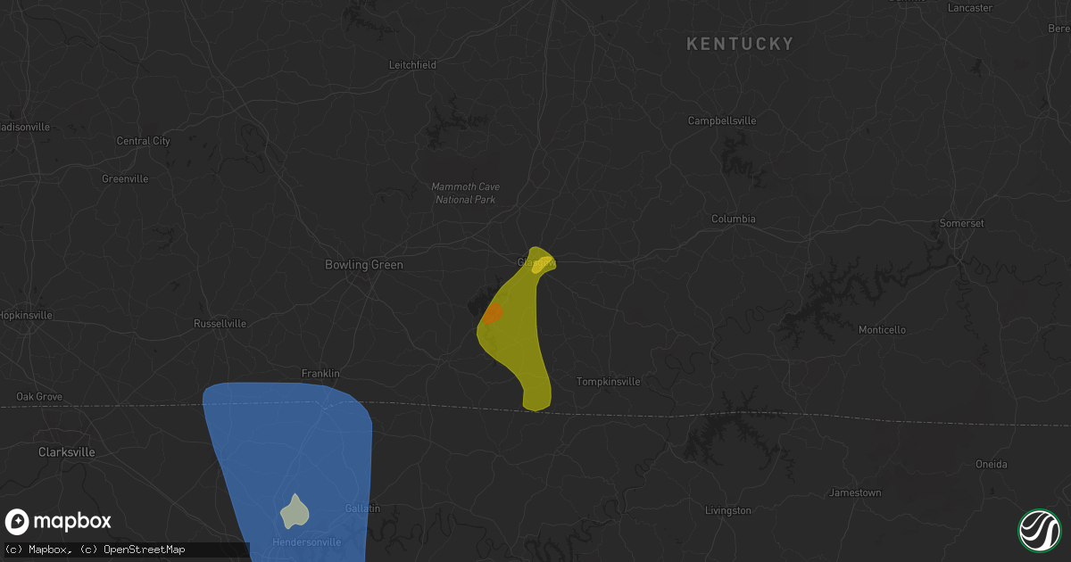 Hail map in Glasgow, KY on June 30, 2023