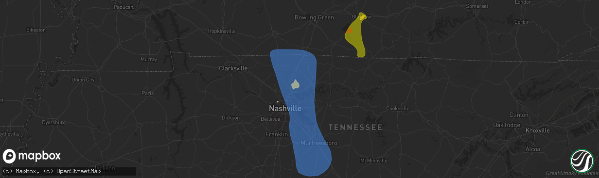 Hail map in Hendersonville, TN on June 30, 2023