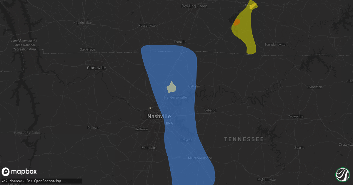 Hail map in Hendersonville, TN on June 30, 2023