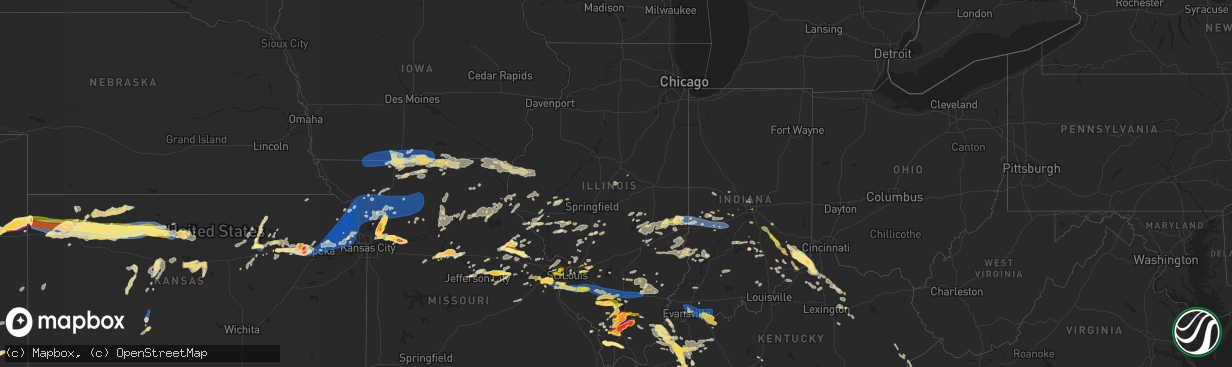 Hail map in Illinois on June 30, 2023