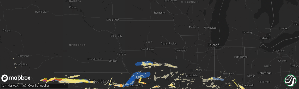 Hail map in Iowa on June 30, 2023