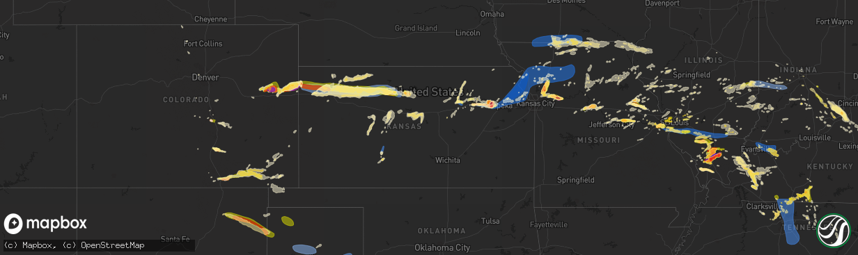 Hail map in Kansas on June 30, 2023