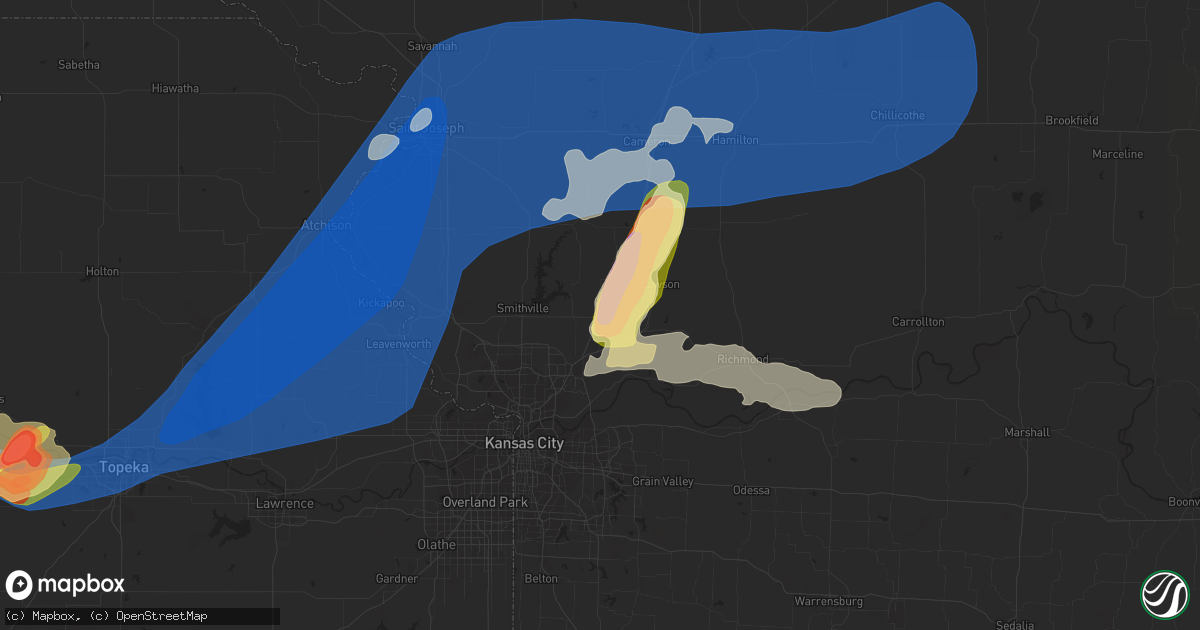 Hail map in Kearney, MO on June 30, 2023