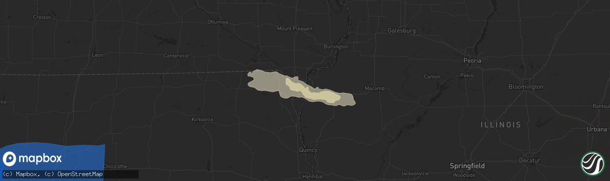 Hail map in Keokuk, IA on June 30, 2023