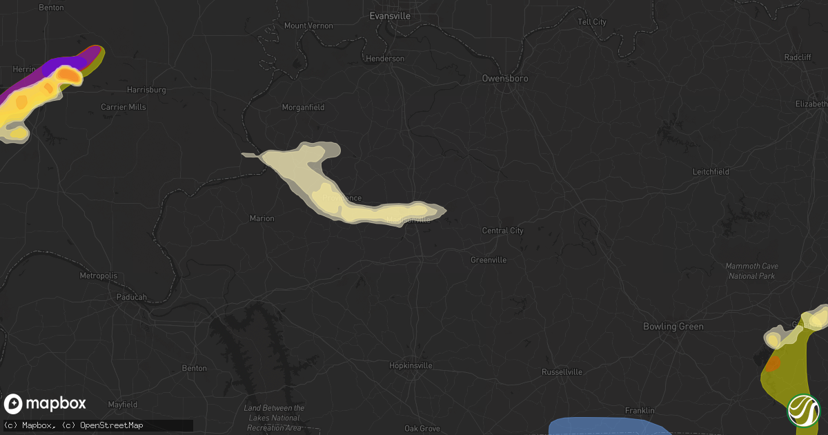 Hail map in Madisonville, KY on June 30, 2023