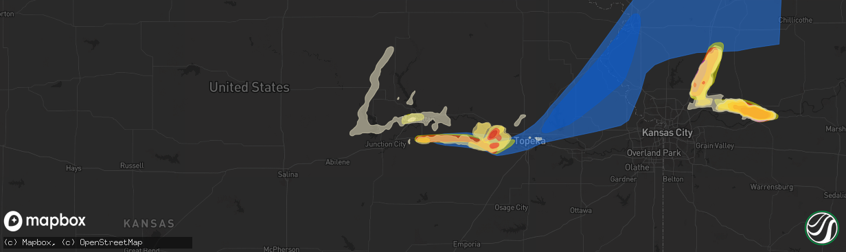 Hail map in Manhattan, KS on June 30, 2023