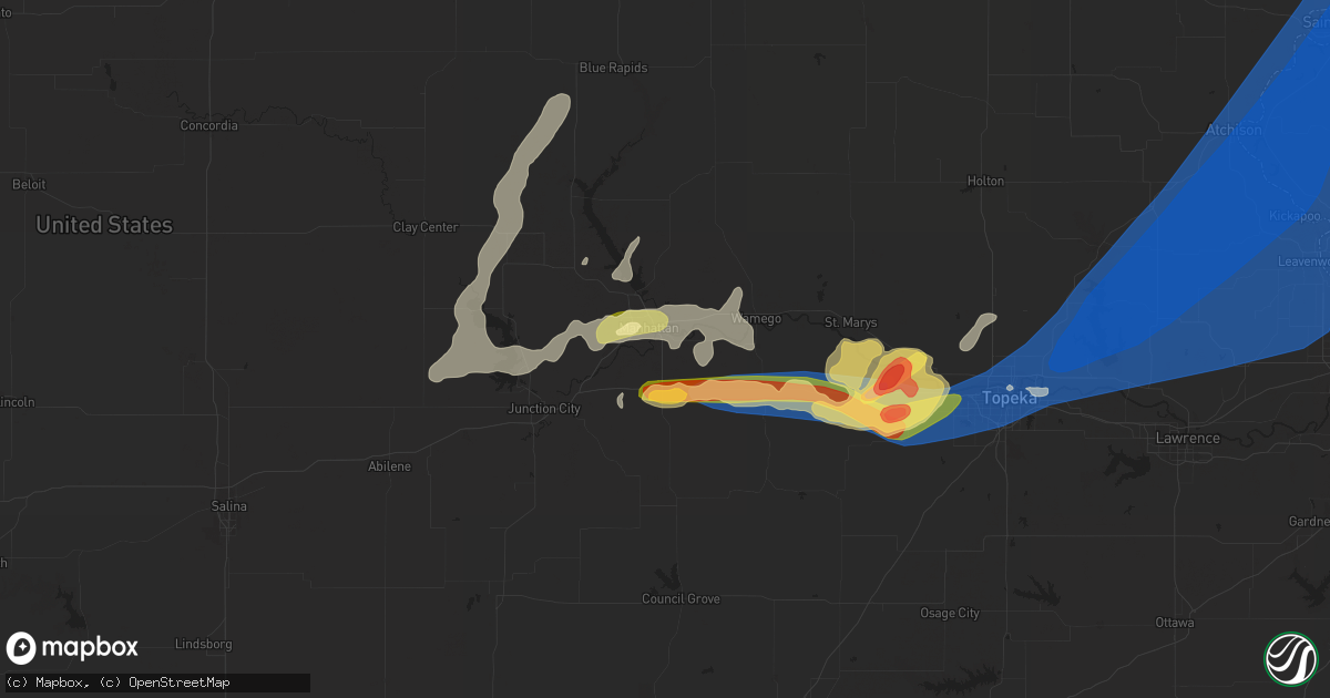 Hail map in Manhattan, KS on June 30, 2023