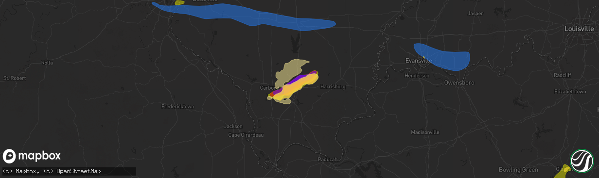 Hail map in Marion, IL on June 30, 2023