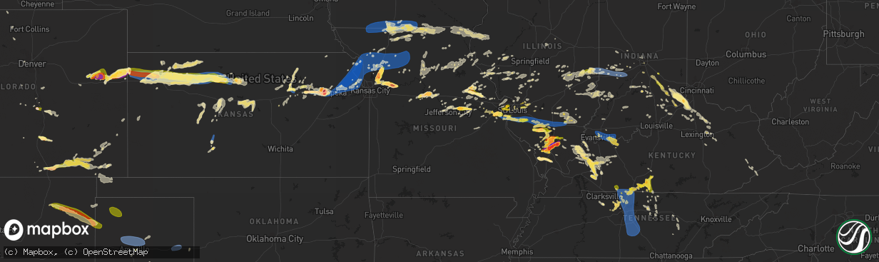 Hail map in Missouri on June 30, 2023