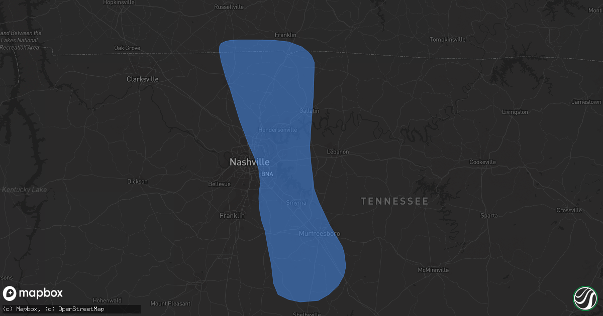 Hail map in Mount Juliet, TN on June 30, 2023
