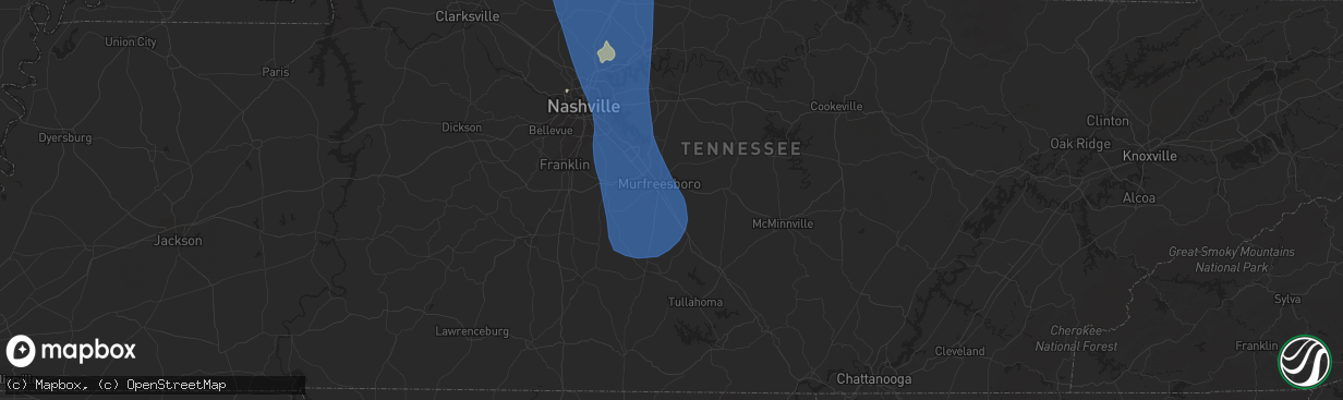 Hail map in Murfreesboro, TN on June 30, 2023