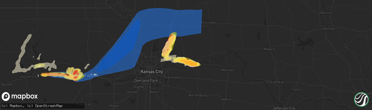 Hail map in Richmond, MO on June 30, 2023