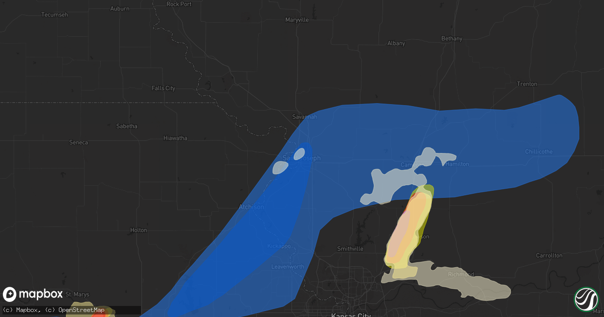 Hail map in Saint Joseph, MO on June 30, 2023