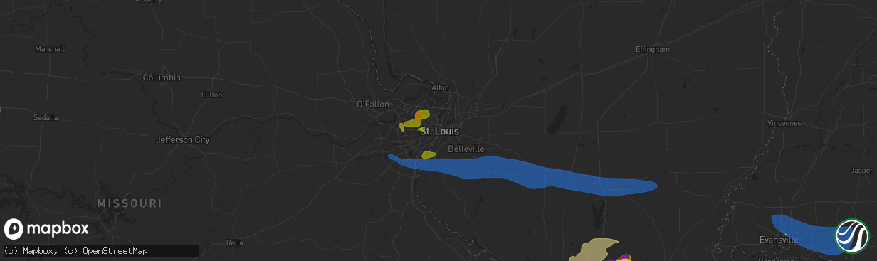 Hail map in Saint Louis, MO on June 30, 2023