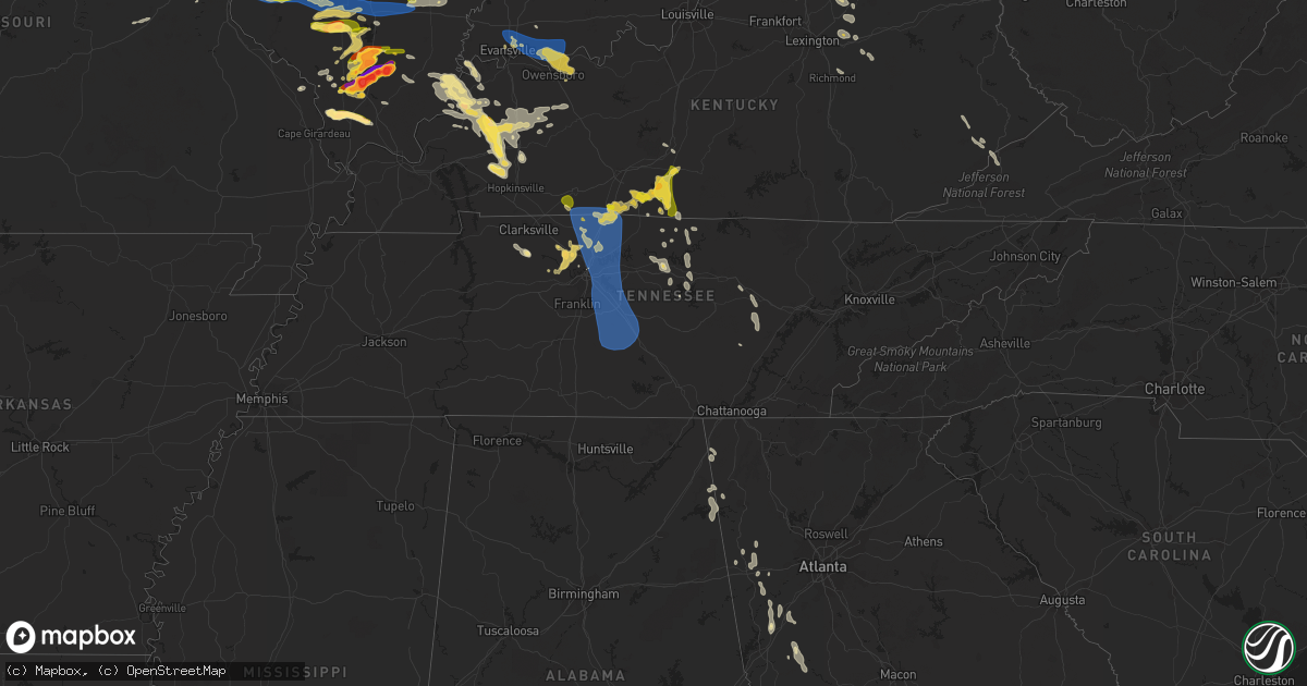 Hail map in Tennessee on June 30, 2023