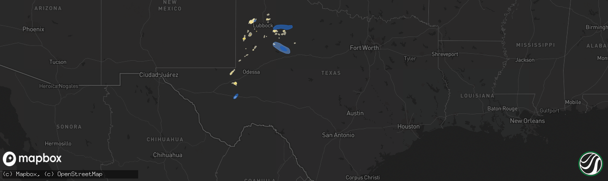 Hail map in Texas on June 30, 2023