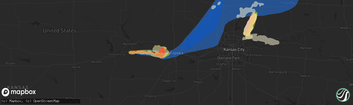 Hail map in Topeka, KS on June 30, 2023