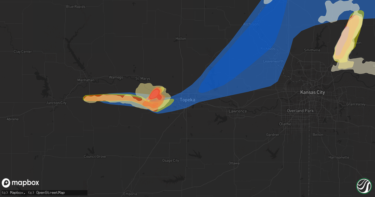Hail map in Topeka, KS on June 30, 2023