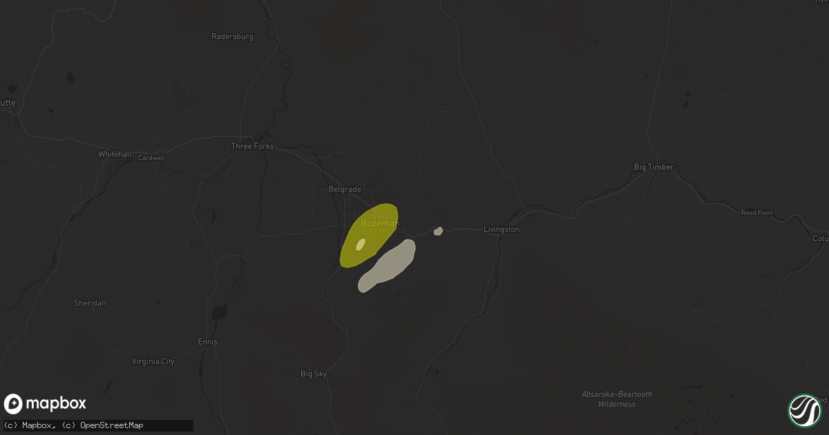 Hail map in Bozeman, MT on June 30, 2024
