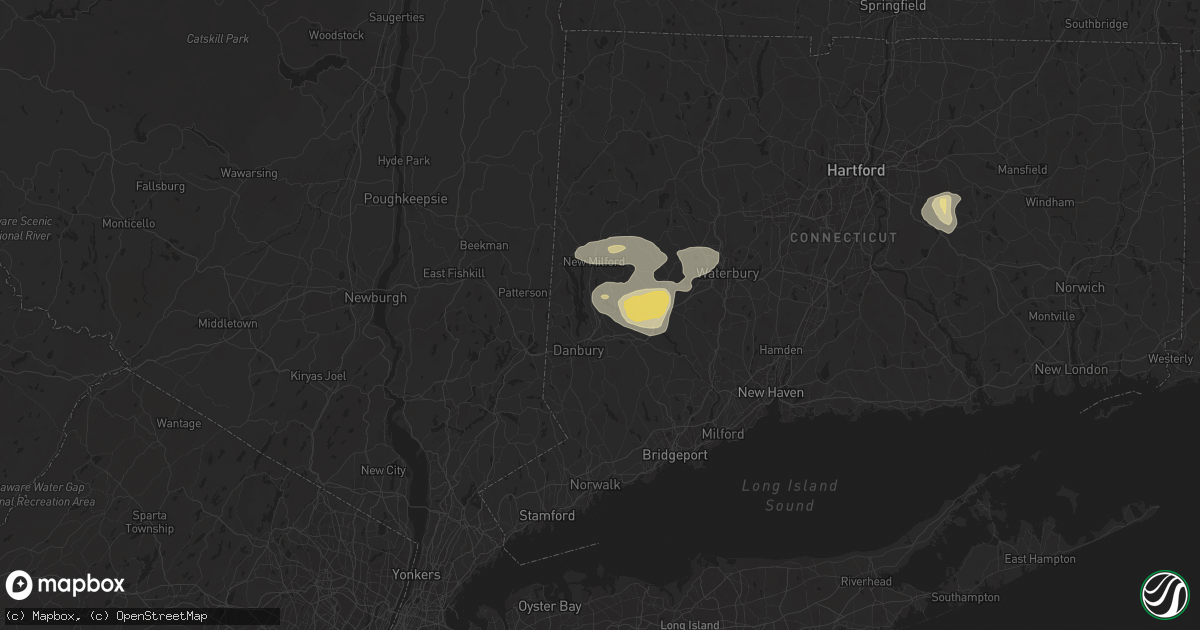 Hail map in Brookfield, CT on June 30, 2024