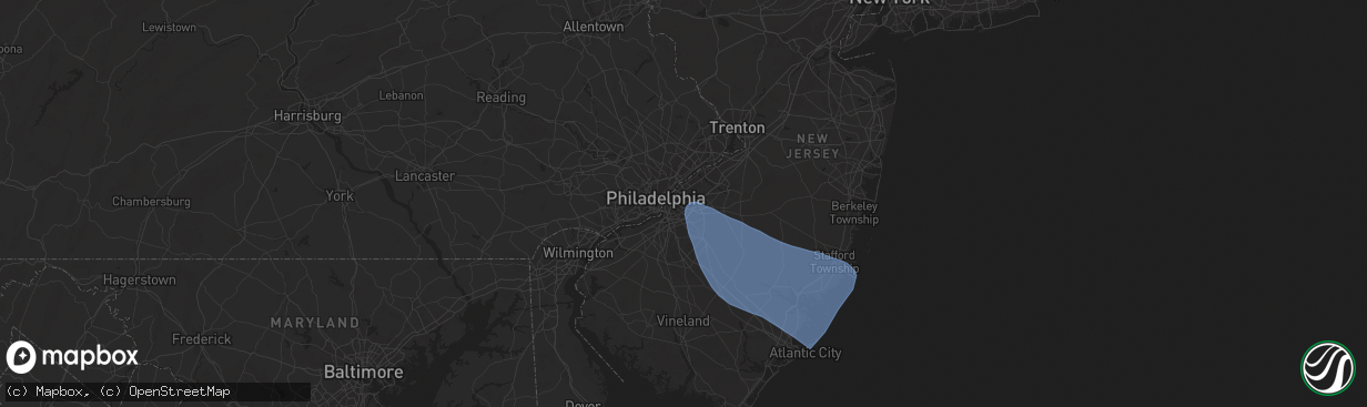 Hail map in Cherry Hill, NJ on June 30, 2024
