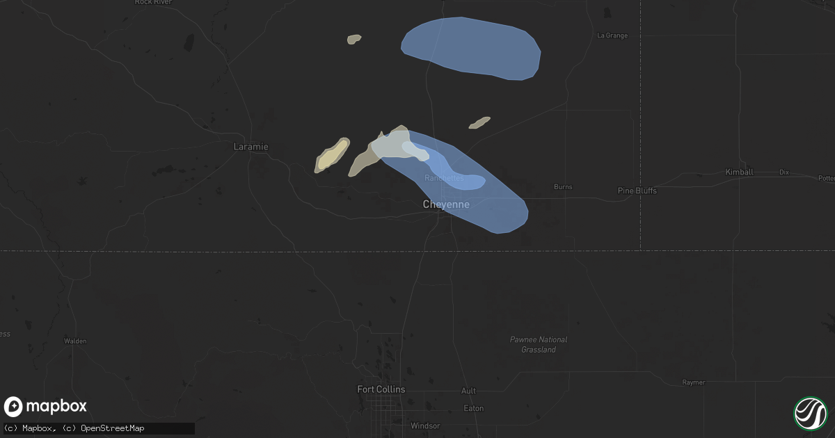 Hail map in Cheyenne, WY on June 30, 2024