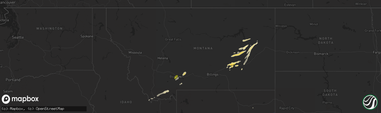 Hail map in Montana on June 30, 2024