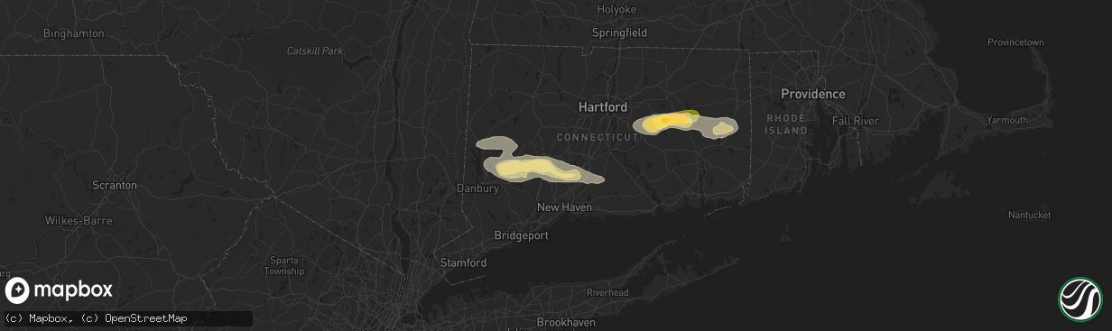 Hail map in Prospect, CT on June 30, 2024