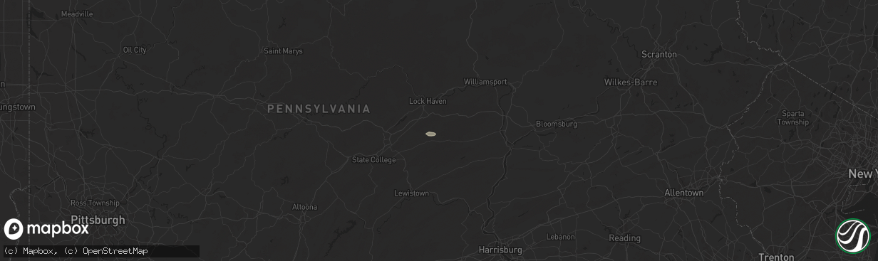 Hail map in Rebersburg, PA on June 30, 2024