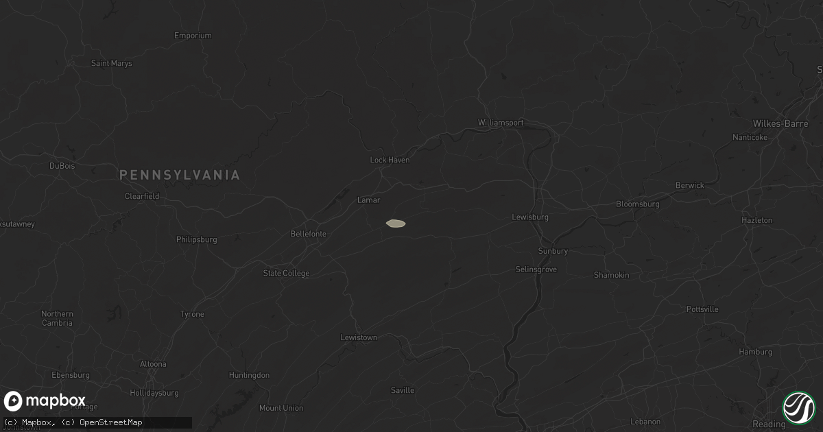 Hail map in Rebersburg, PA on June 30, 2024
