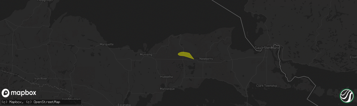Hail map in Seney, MI on June 30, 2024