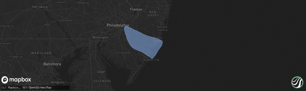 Hail map in Tuckerton, NJ on June 30, 2024