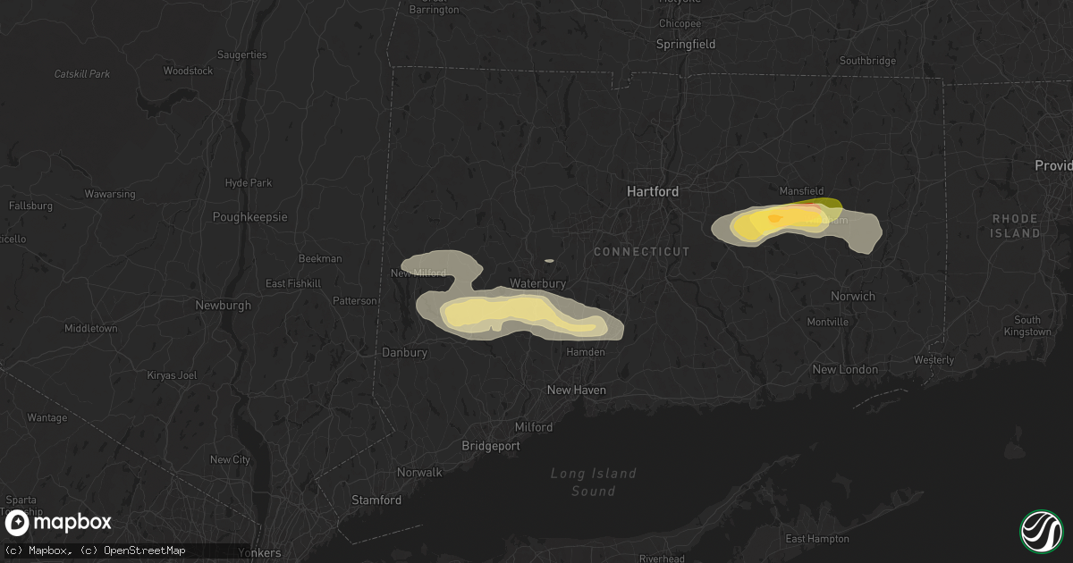 Hail map in Waterbury, CT on June 30, 2024