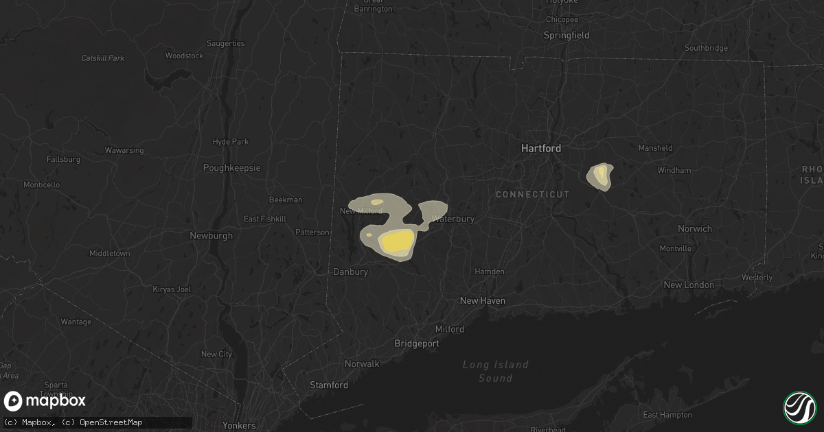 Hail map in Woodbury, CT on June 30, 2024