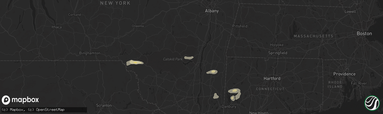 Hail map in Woodstock, NY on June 30, 2024