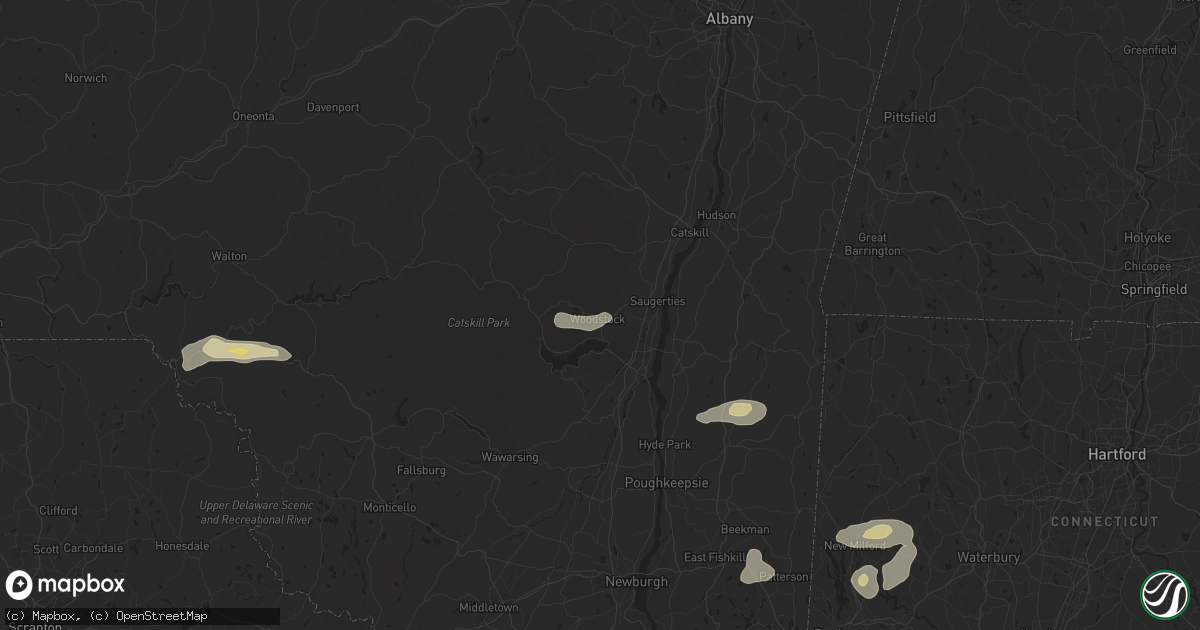 Hail map in Woodstock, NY on June 30, 2024