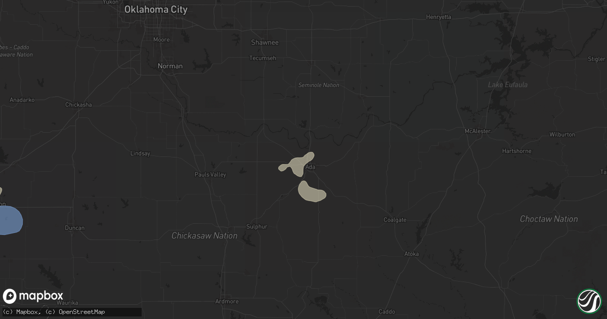 Hail map in Ada, OK on June 30, 2025