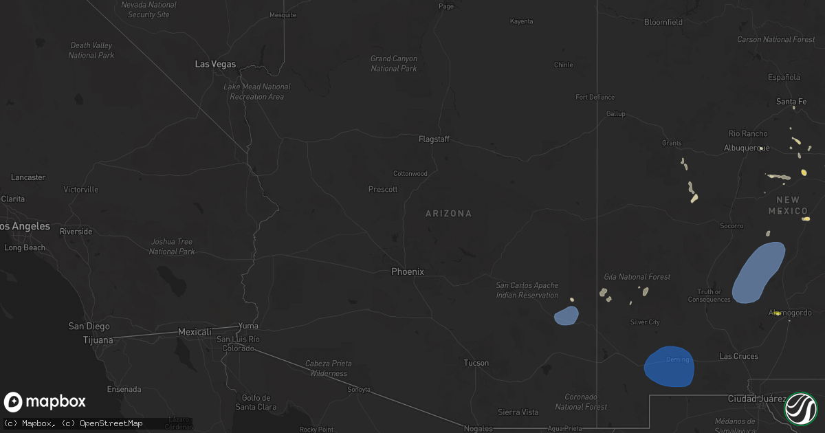Hail map in Arizona on June 30, 2025