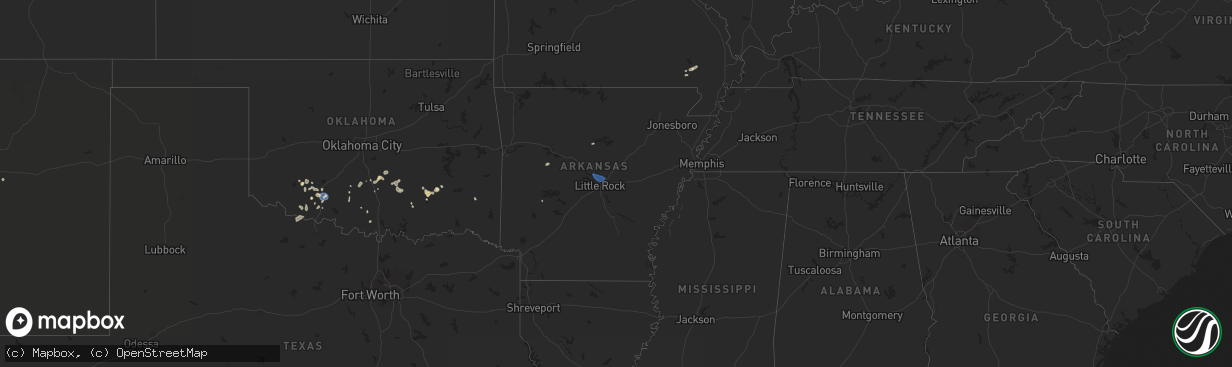 Hail map in Arkansas on June 30, 2025