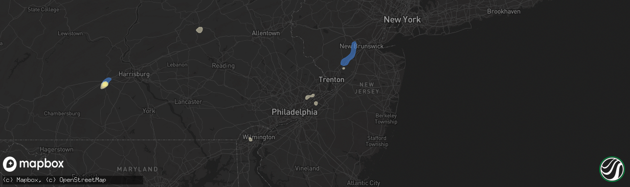 Hail map in Bensalem, PA on June 30, 2025