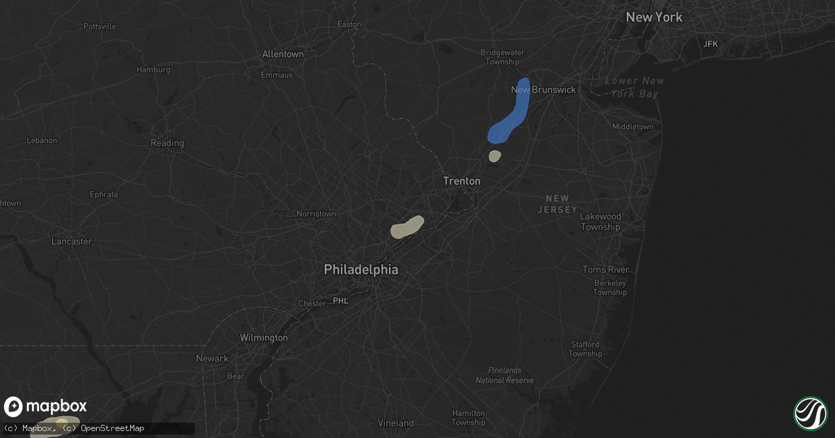 Hail map in Bensalem, PA on June 30, 2025