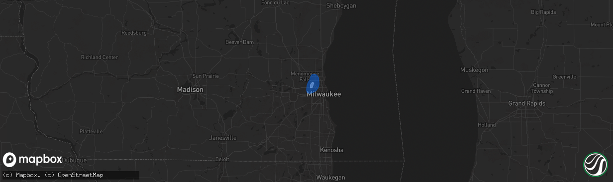Hail map in Brookfield, WI on June 30, 2025