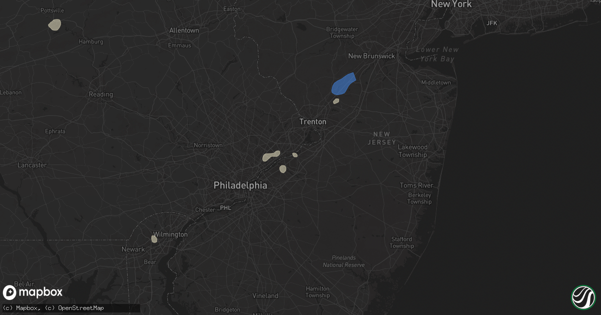 Hail map in Burlington, NJ on June 30, 2025